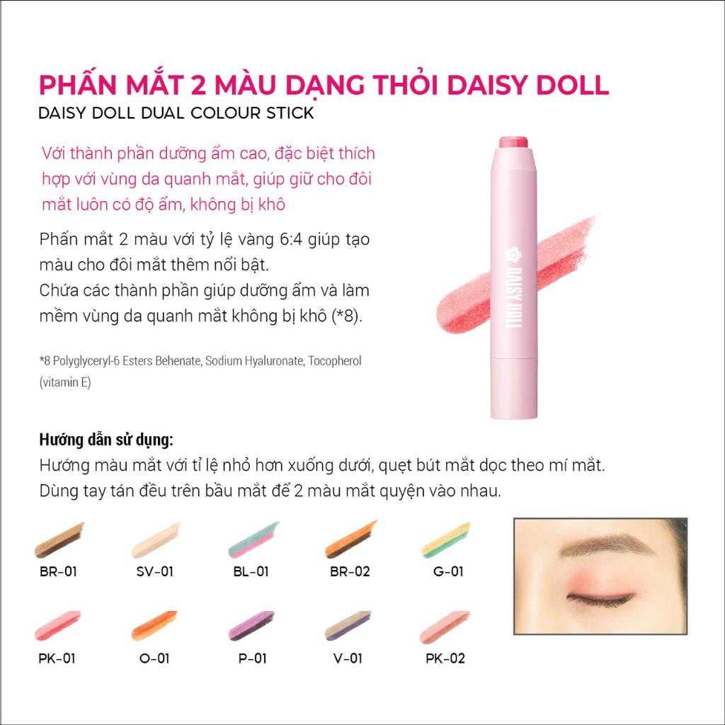 Phấn Mắt 2 Màu Daisy Doll By Mary Quant Nhật Bản Dạng Thỏi Nhanh Gọn, Tiện Lợi, Bền Màu, Không Trôi O-01 Suger Orange