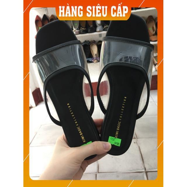 Dép quai ngang trong suốt viền đen