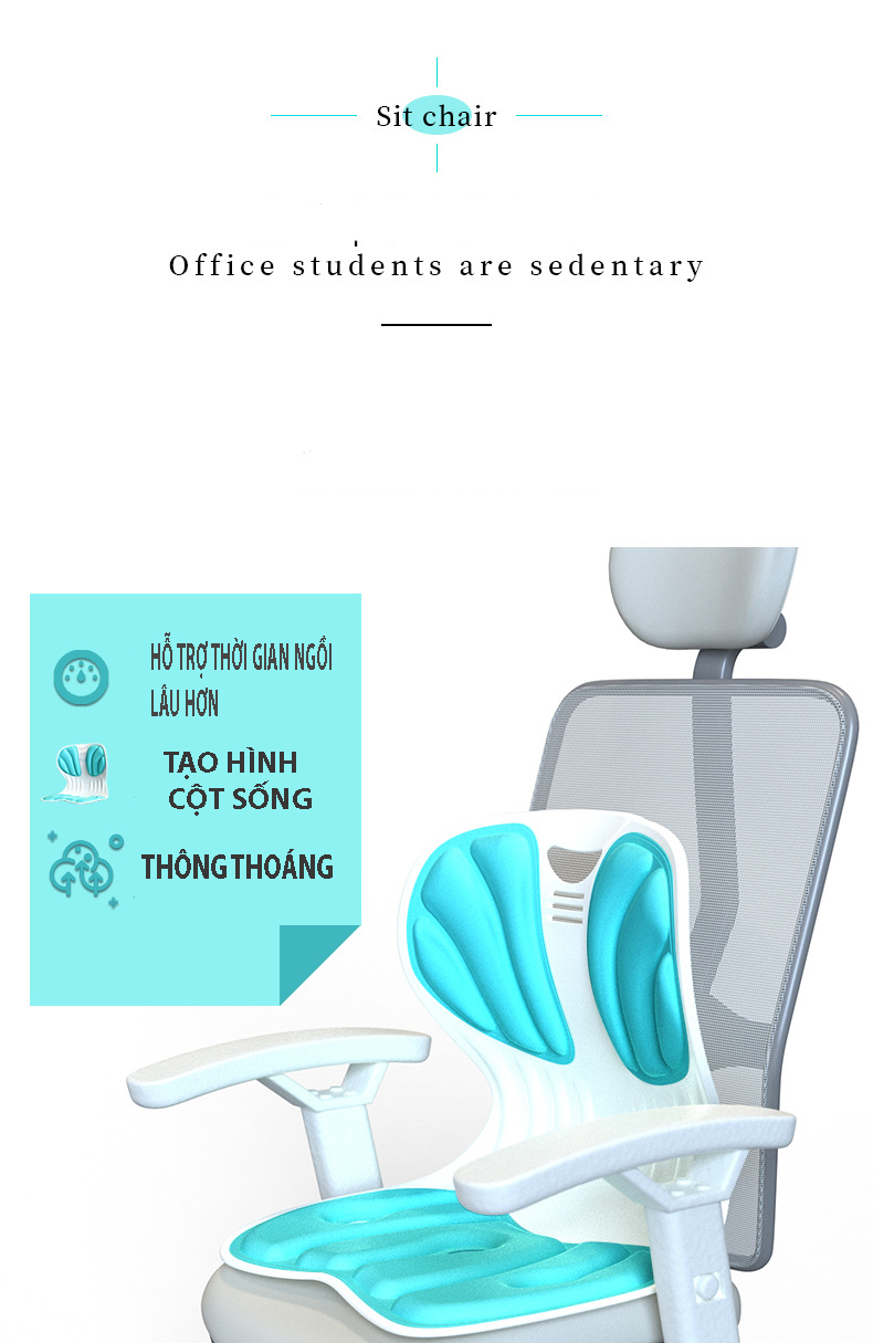 Đệm ghế chống gù chống cận giữu dáng ngồi đúng - ghế chống gù chống cận cho học sinh có điều chỉnh nhiều tư thế