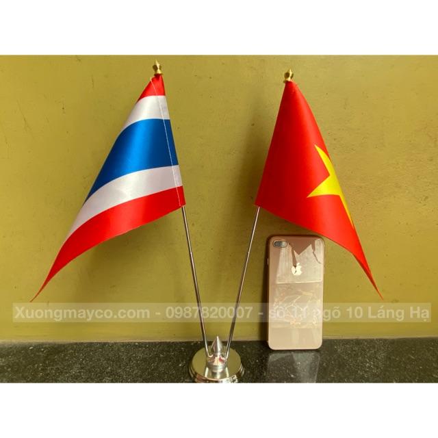 Cờ để bàn Thái Lan - Việt Nam đế đôi inox