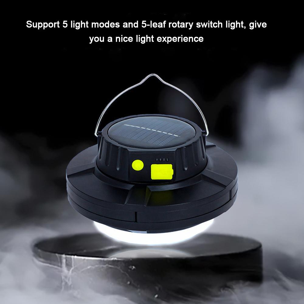 Solar Camping Light LED Emergency Lamp Courtyard Lantern Portable Power Banks with 5 Light Modes for Camping Tent Hiking Fishing Garage