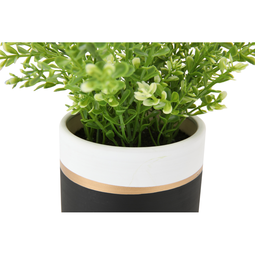 Chậu cây hoa giả trang trí PITO chậu đen viền trắng hình trụ tròn, cây nhựa cao cấp màu sắc và thiết kế sống động, kích thước 18x21cm | Index Living Mall - Phân phối độc quyền tại Việt Nam