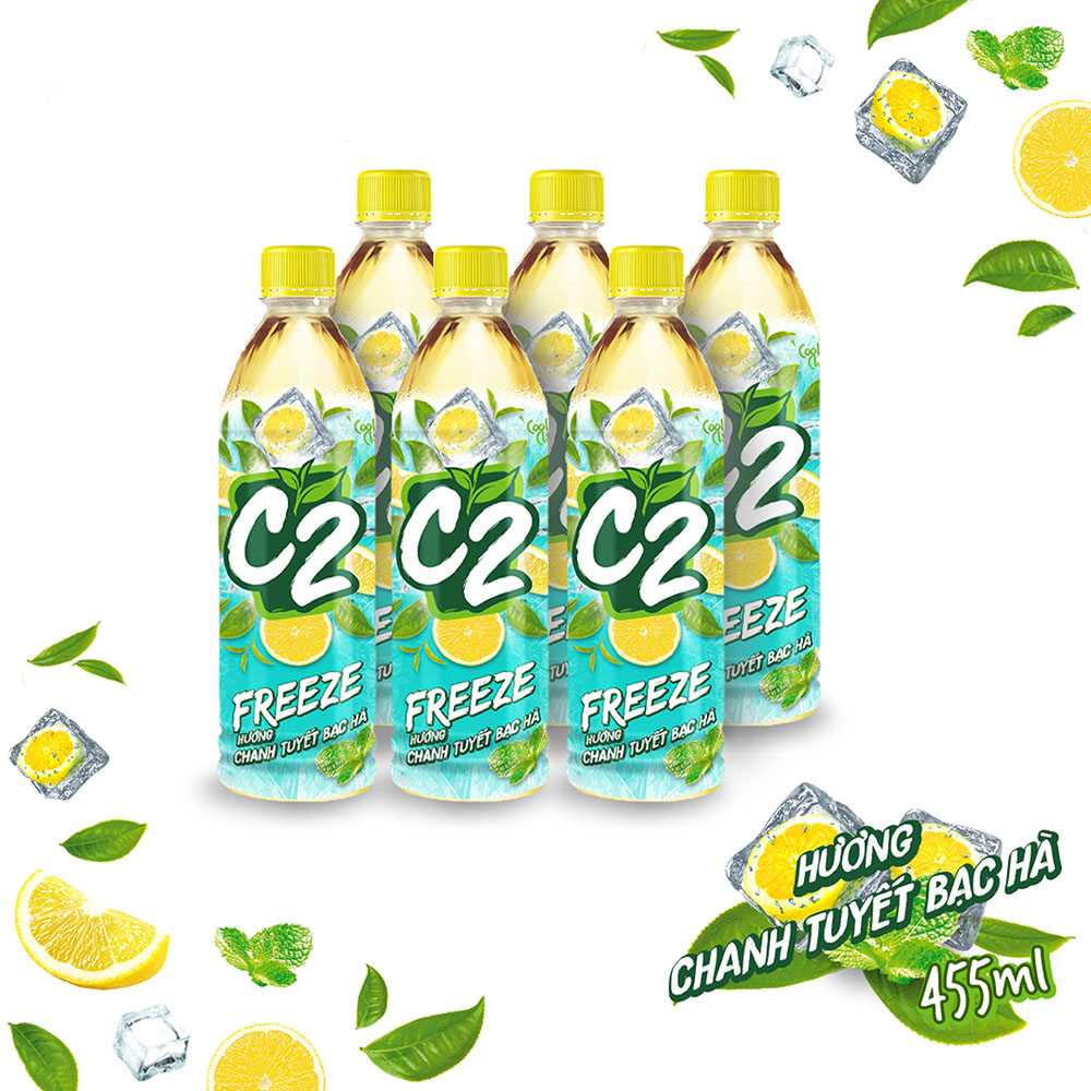 Thùng 24 chai Trà C2 Freeze 455ml x 24 đủ vị