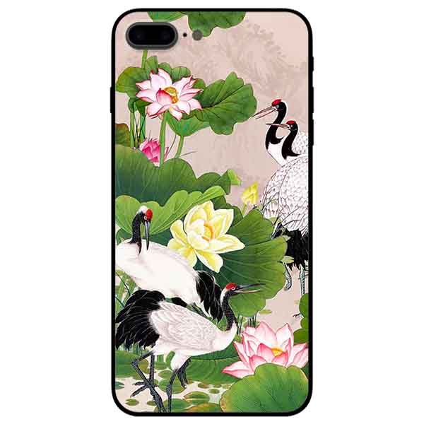 Ốp lưng in cho Iphone 7 Plus/ 8 Plus Mẫu Sen Và Hạc