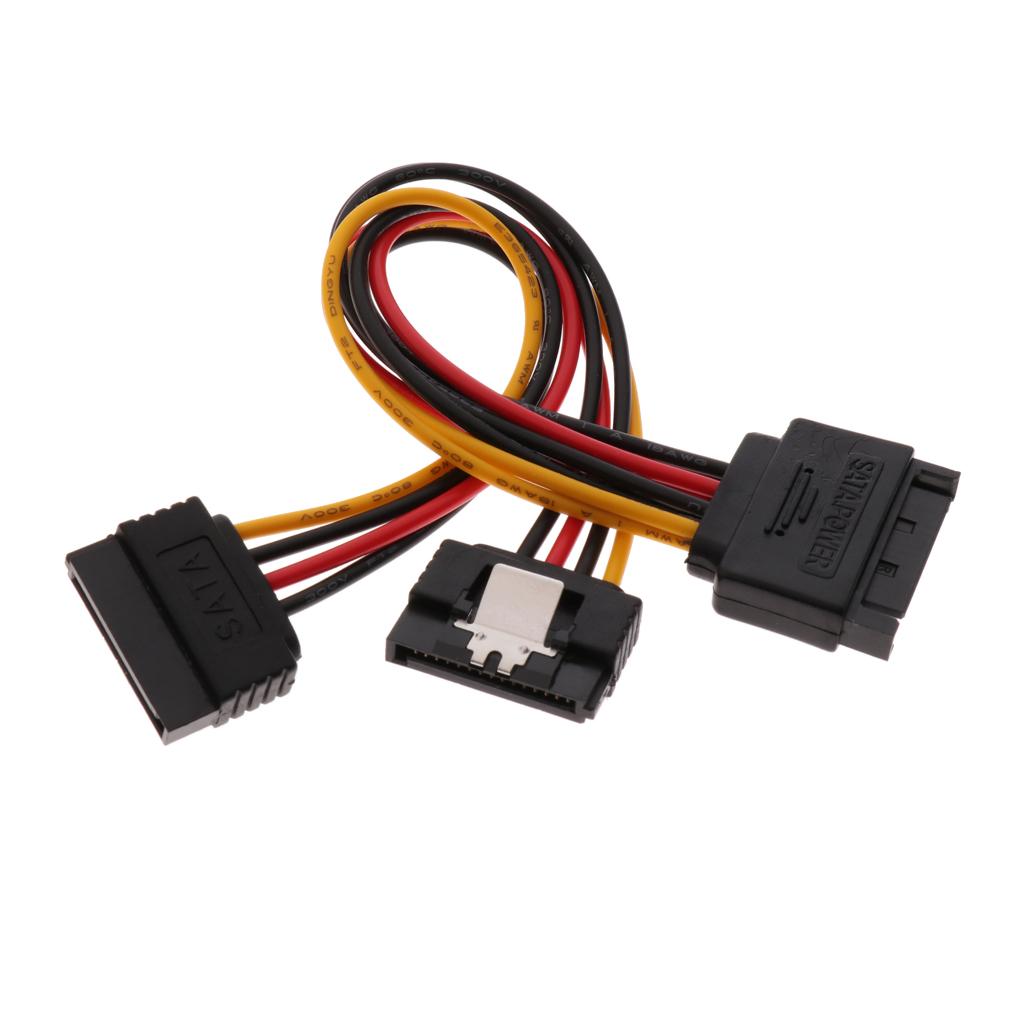 SATA Power Cable SATA 15 Pin Male to 2x Female Splitter Cables Cord