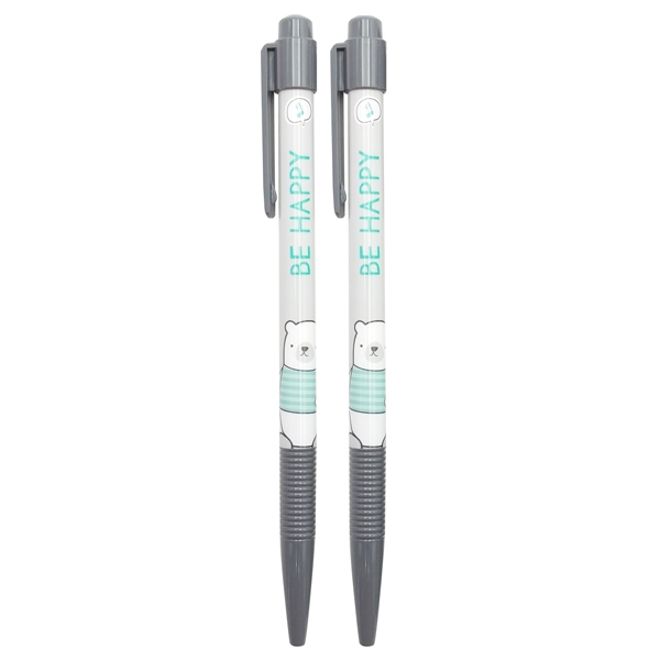 Vỉ 2 Viết Bic Moshi 078 - Màu Xám - Be Happy