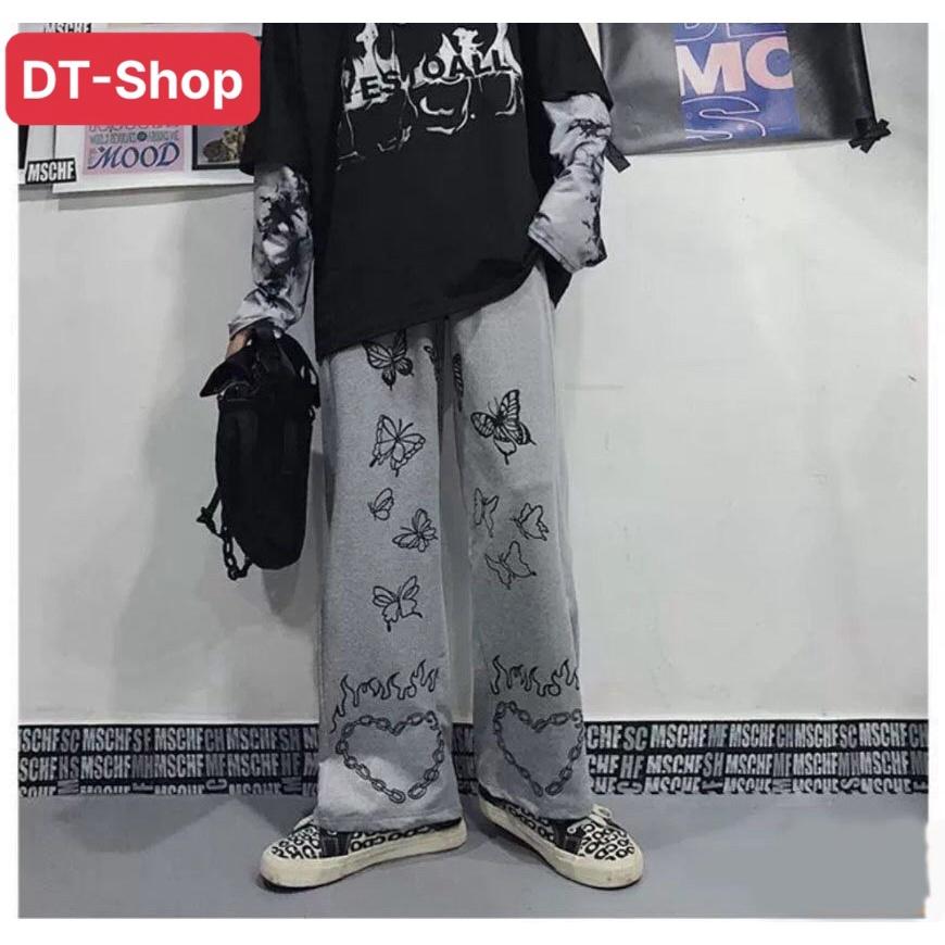 Quần ống Rộng Nam Nữ Mẫu Mới  Quần Ống Suông in Hình Bướm Phong Cách Nhật Bản Trẻ Trung Thời Trang Năng Động