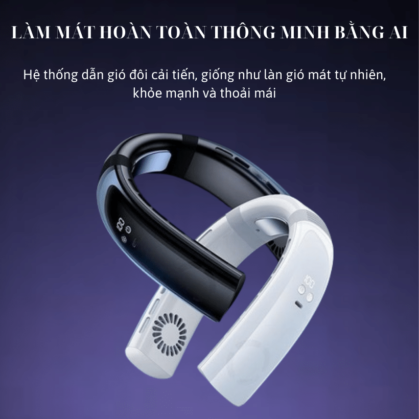 Quạt Đeo Cổ JOOU D08 10,000mAh, Làm mát lên đến 12 giờ, Công Nghệ Thông Minh Cảm Biến AI (Hàng chính hãng)