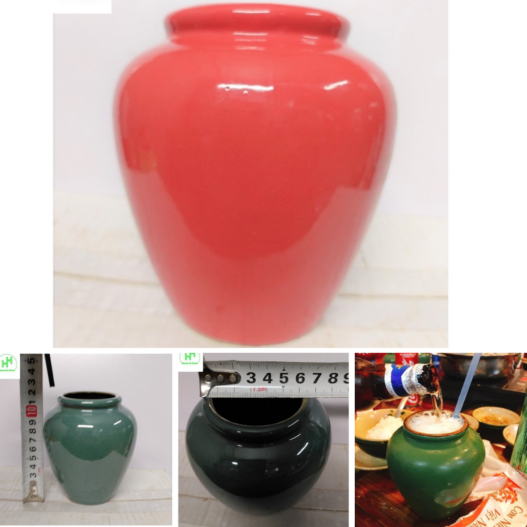 1 Chum, Lu, Bình gốm sứ trồng cây, trồng thủy sinh, đựng đồ uống, dung tích 1L - Màu đỏ