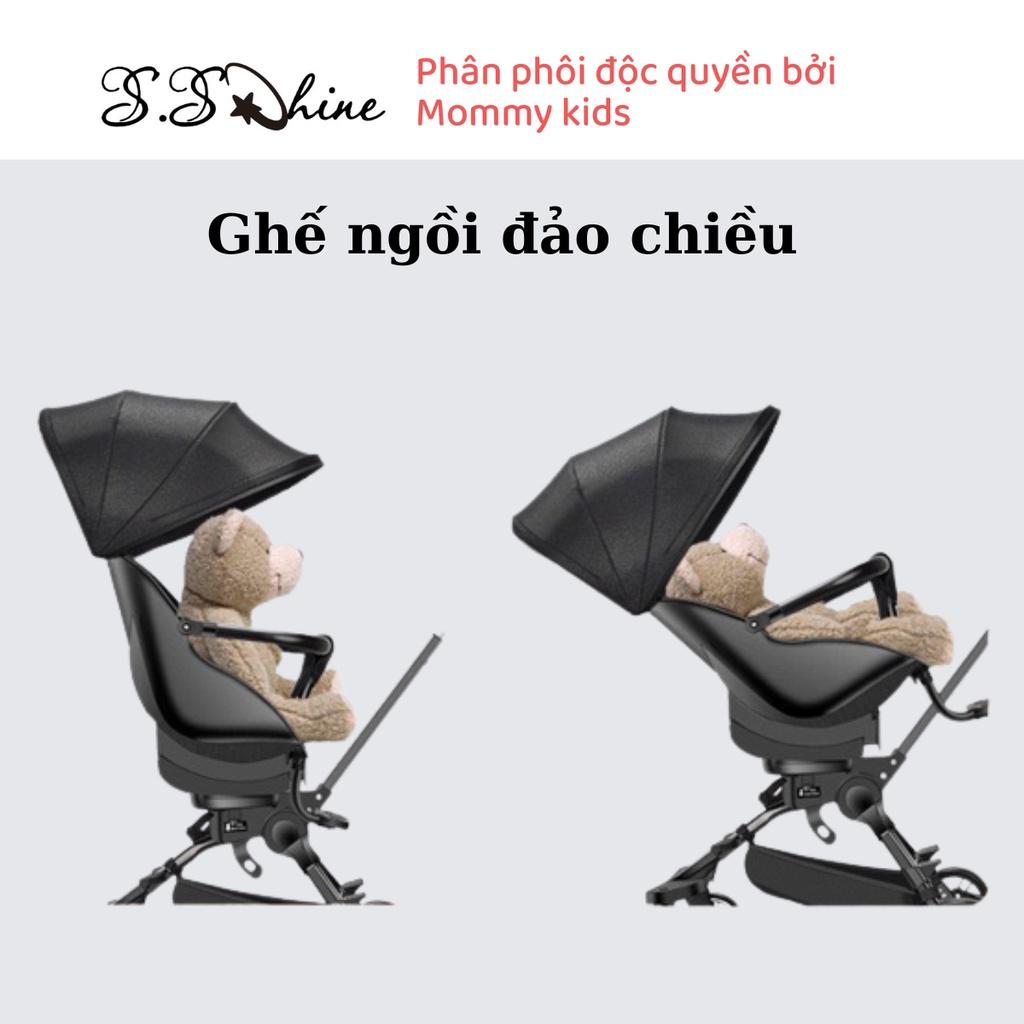 Xe đẩy du lịch gấp gọn MOMMYKIDS MINH CHÂU 4 bánh cho bé, ghế có thể điều chỉnh chế độ nằm, đảo chiều cho bé 0-5 tuổi