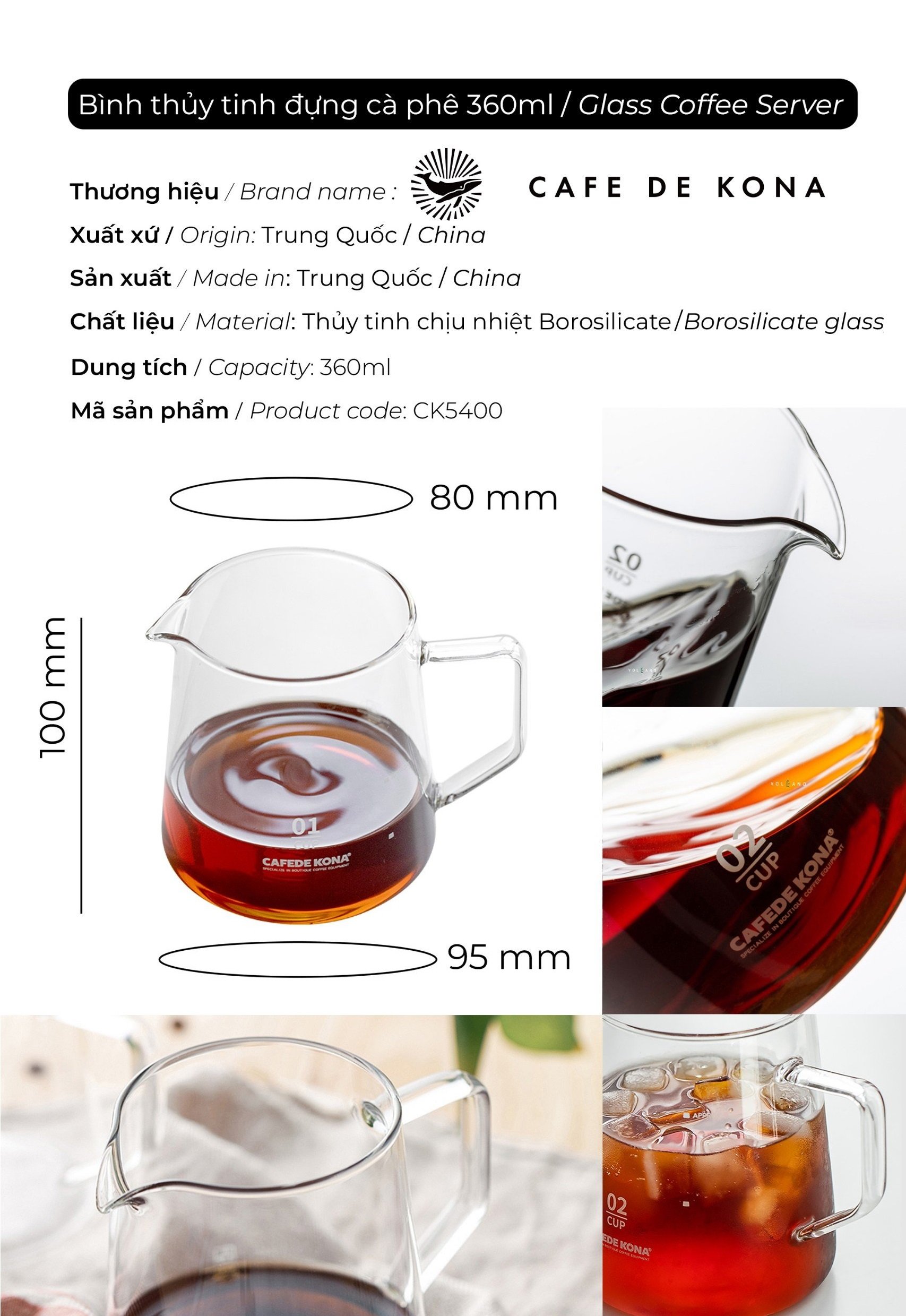 Bộ combo Gift Set pha cà phê V60 01 hiện đại CAFE DE KONA