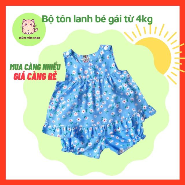 Đồ Bộ Bé Gái Xinh Xắn Tôn Lanh Cực Mát Cho Bé Từ 3-16 Ký
