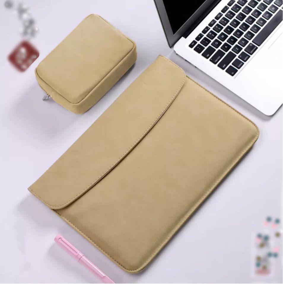 Bao Da, Túi Da, Cặp Da Chống Sốc Cho Macbook, Laptop, Surface Kèm Ví Đựng Phụ Kiện - Vàng - Macbook Pro 13.3 Inch Đời 2019 - 2020