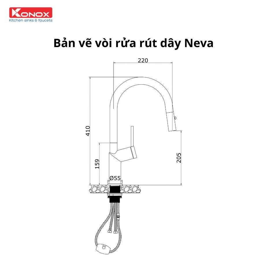 Vòi rửa bát rút dây KONOX Neva