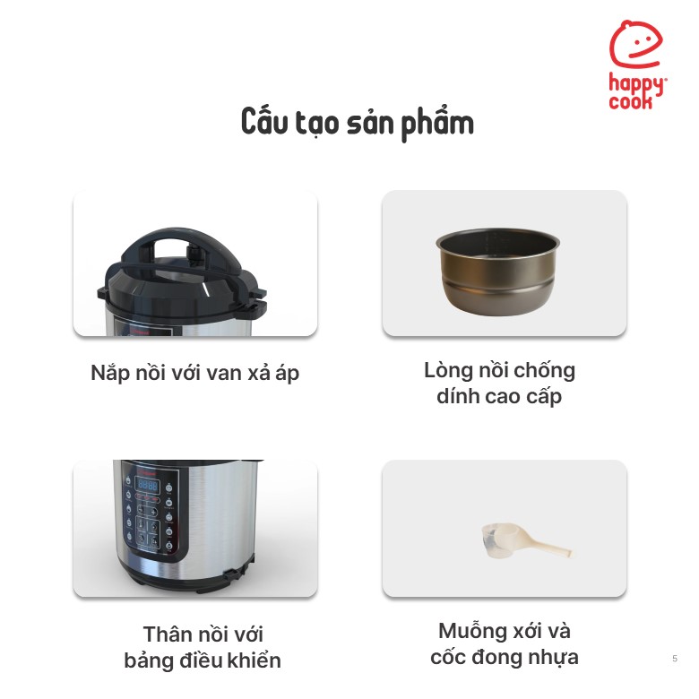 Nồi áp suất điện tử 6L HAPPYCOOK, HEPC-600SV