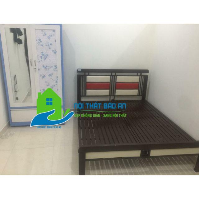 Giường sắt kiểu gỗ ngang 1m4-2m