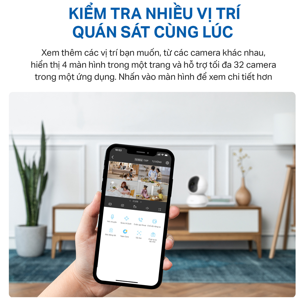 Camera Wifi TP-Link Tapo C220 Độ Phân Giải 2K QHD Quay/Quét 360 Độ Giám Sát An Ninh - Hàng Chính Hãng