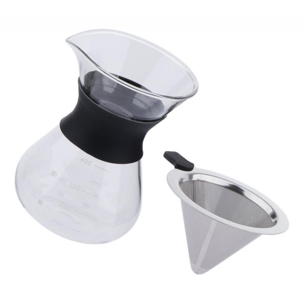 Coffee Maker Set Pour Over Coffee Pot + Cone Coffee Dripper Filter Net