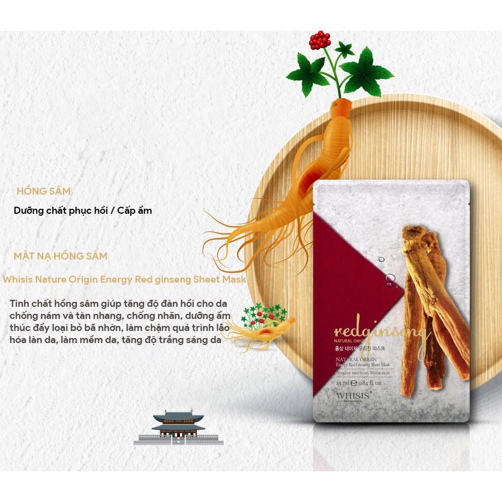 Combo 10 Mặt nạ hồng sâm Whisis Nature Origin Energy Red ginseng Sheet Mask