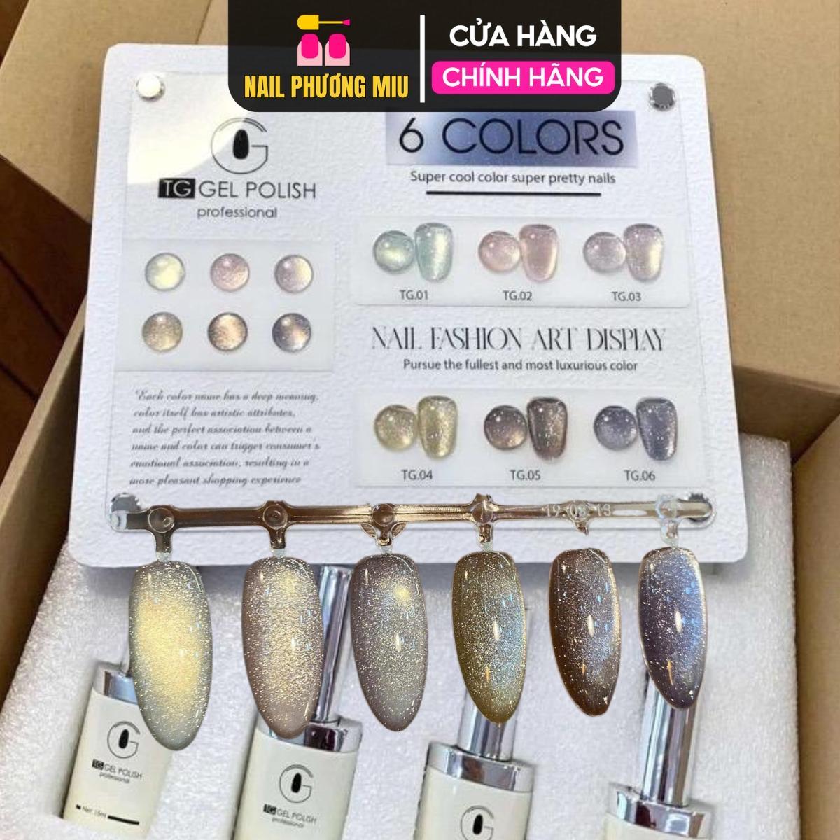Set Sơn Gel Mắt Mèo Kim Cương Ánh Sao Cực Quang 6 Màu TG PRO Làm Nail Siêu Sáng, Lên Màu Chuẩn, Đậm Mướt Nữ Women