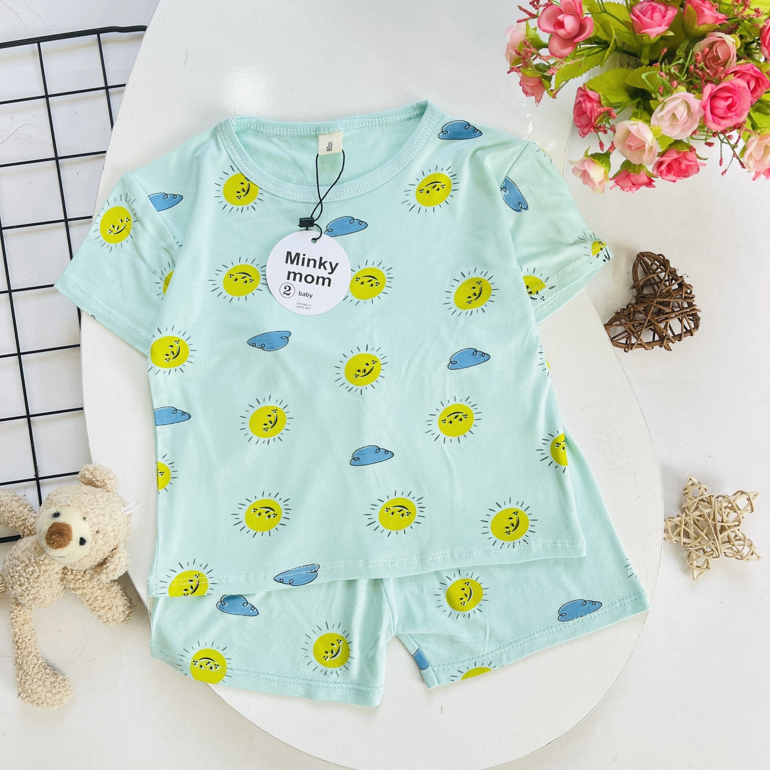 Bộ Cộc Tay THUN LẠNH MINKY MOM In Hình Toàn Thân Dễ Thương Cho Bé 6kg - 17kg {Hàng chuẩn loại 1