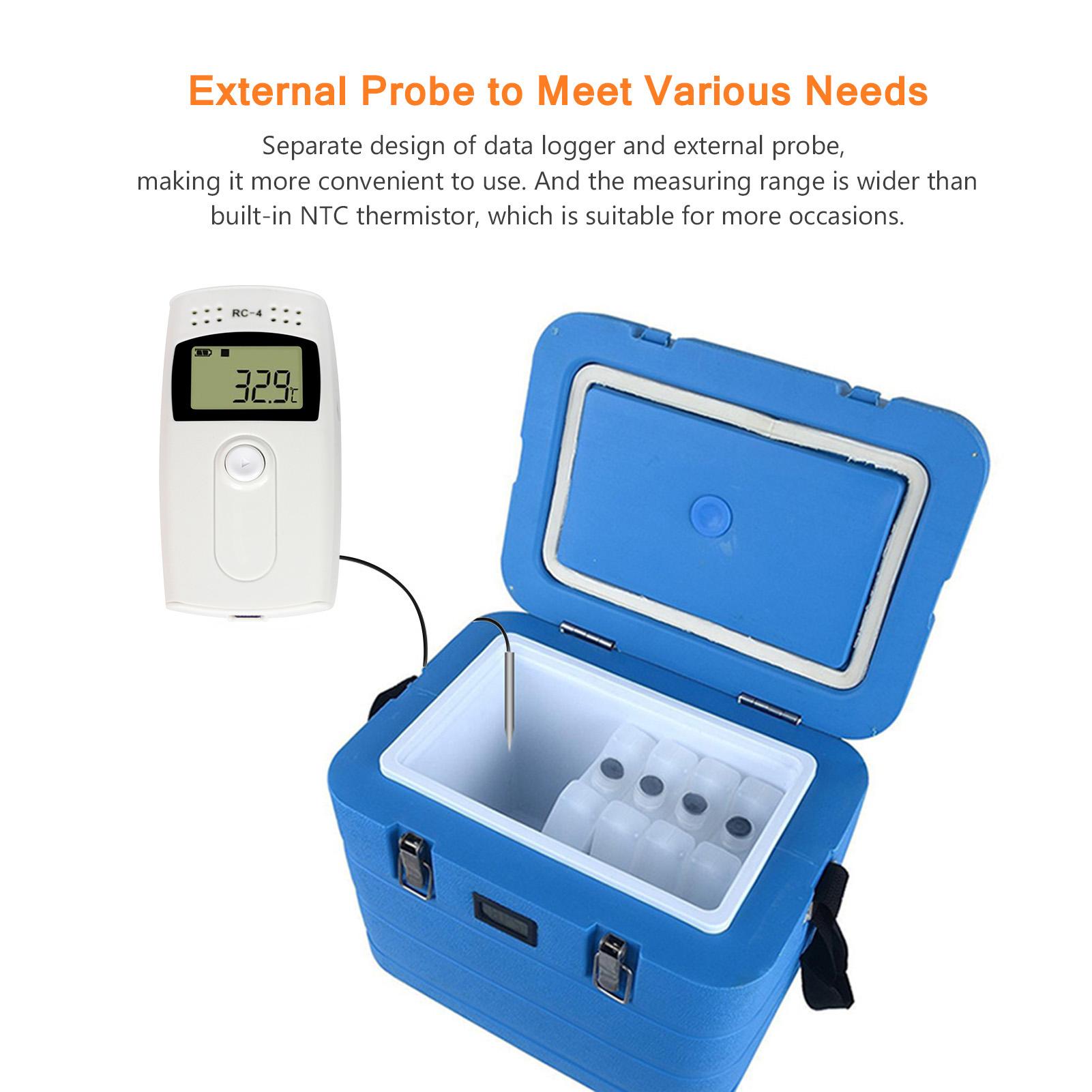 Temperature Data Logger High Accuracy Data Recorder 16000 Points LCD Display Industrial Data Loggers for Cold Chain