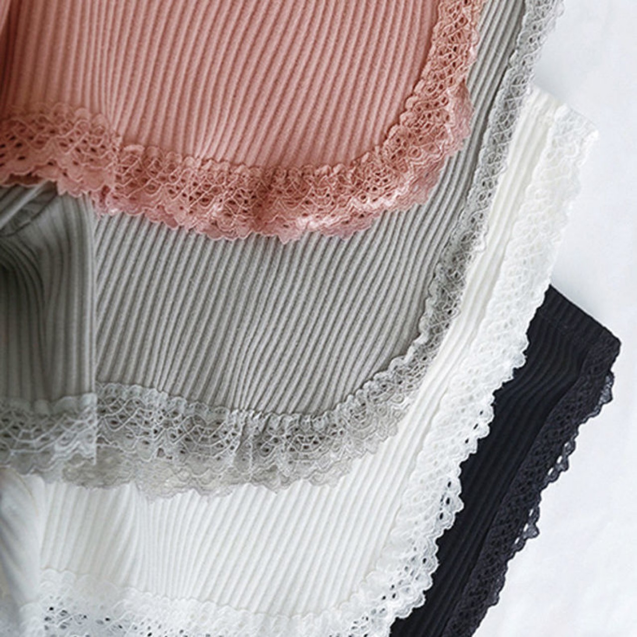 Quần mặc váy cotton gân tăm viền ren thông hơi thoáng khí