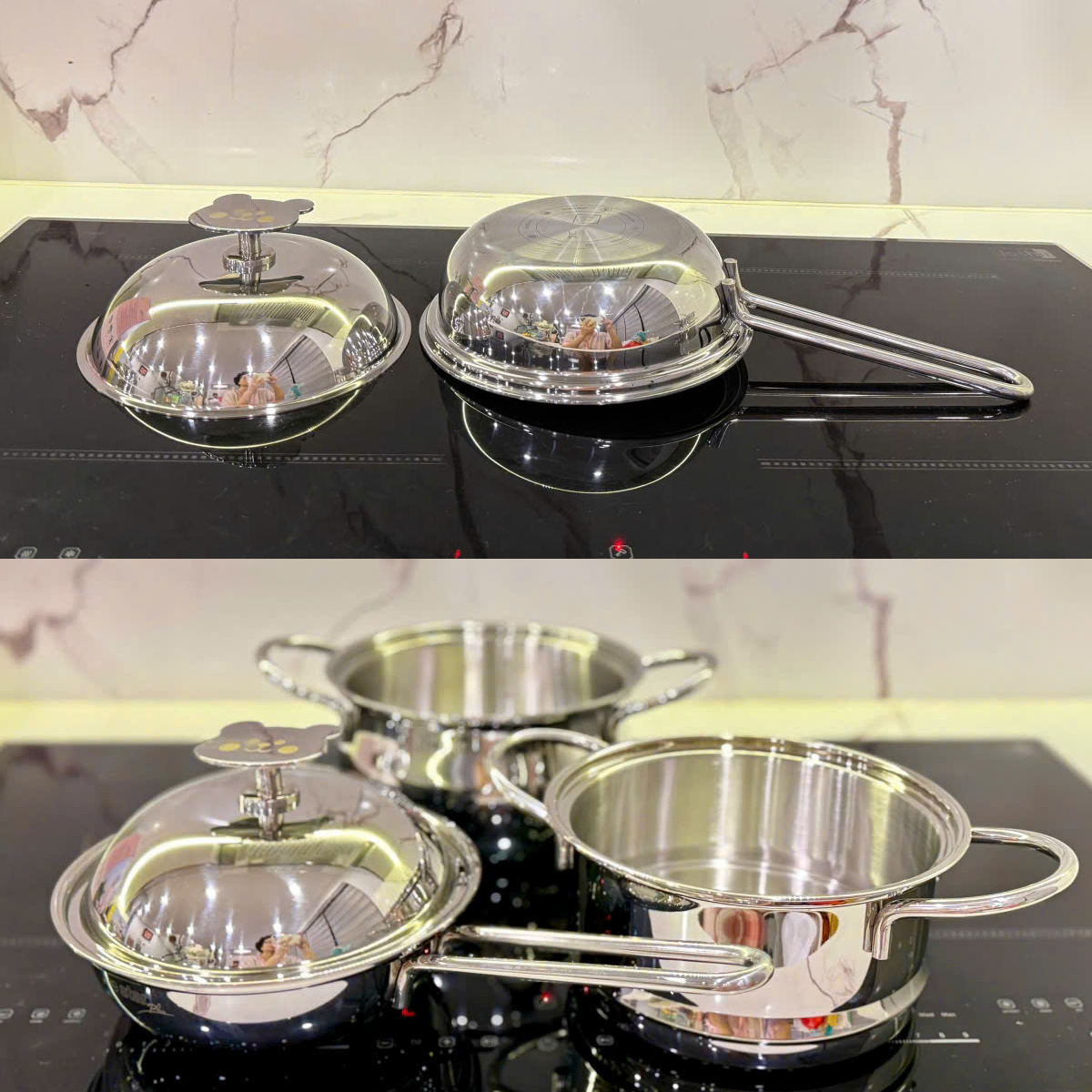 Bộ Nồi Baby 3 Món Fivestar Plus FPB3005 3 Lớp Inox 304 gồm 1 nồi 16 cm 1 xửng 16 cm 1 chảo 16 cm