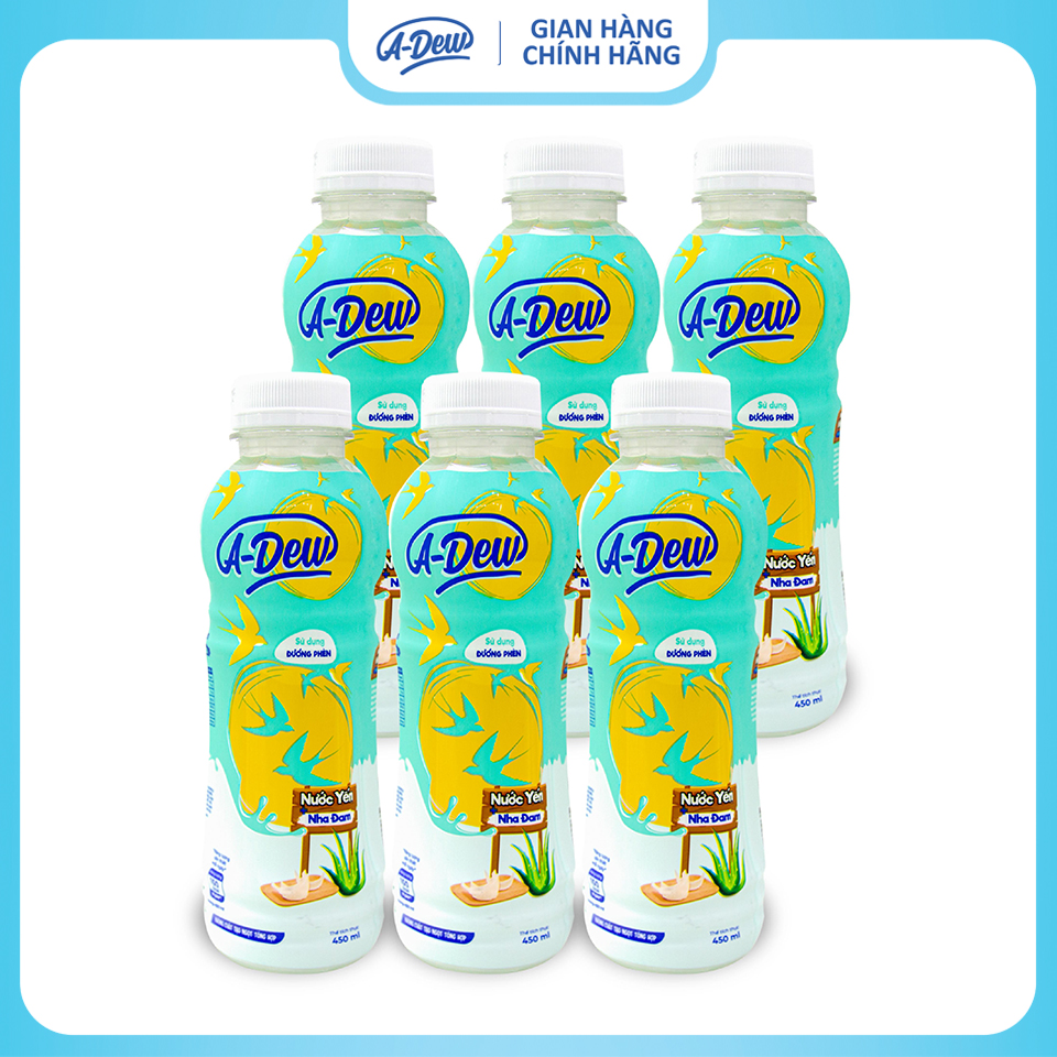 Nước Yến Nha Đam Đường Phèn A-Dew 450ml (Lốc 6 chai)