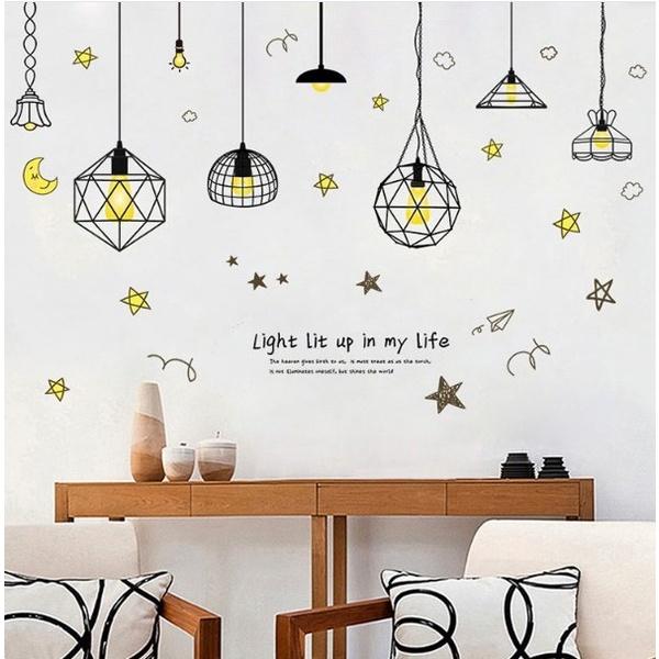 DECAL TRANG TRÍ DÁN TƯỜNG chi tiết BÓNG ĐÈN hiện đại