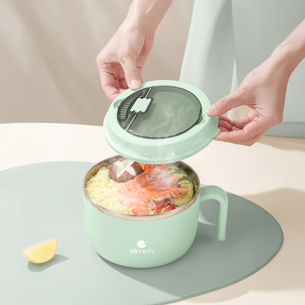 Bát Úp Mì Inox 304 Elmich EL1392 1.4L, Hàng Chính Hãng, Tay Cầm Tiện Lợi, Có Van Hơi - JoyMall