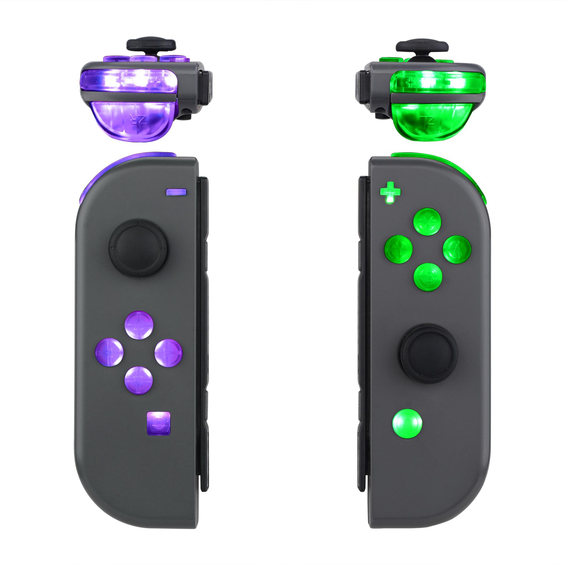 EXtremeRate 7 màu 9 chế độ Bộ đèn LED Joycon DFS, các nút mặt kích hoạt ABXY phát sáng nhiều màu cho công tắc NS