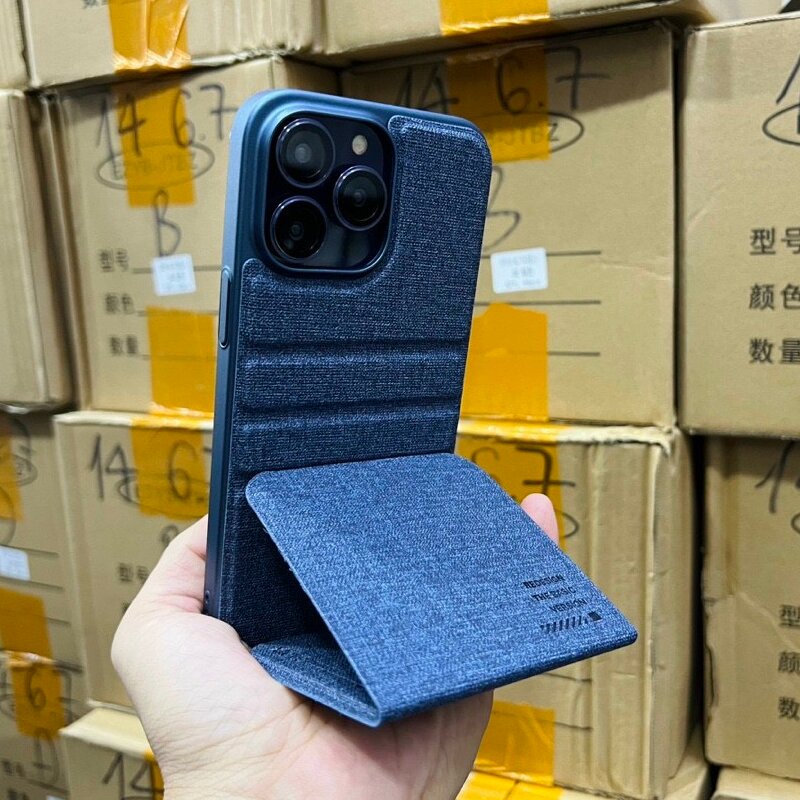 Case bao da ốp lưng canvas cho iPhone 14 Pro Max (6.7 inch) hiệu X-level Stand Journey bảo vệ camera, lật dọc kiêm giá đỡ điện thoại - hàng nhập khẩu