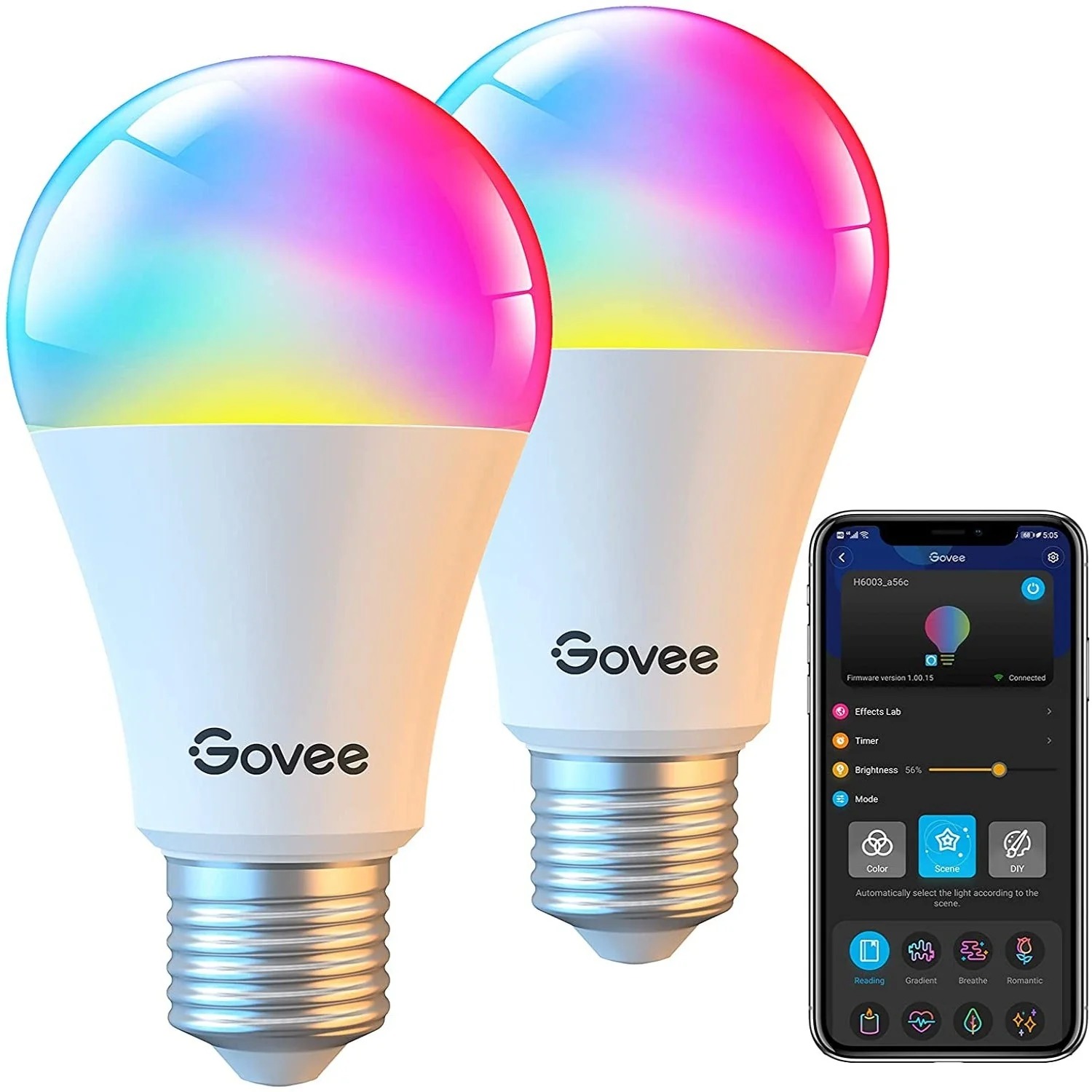 Bóng led đổi màu Govee Wi-Fi LED H6003 | Điều khiển thông minh qua App, 16 triệu màu và 10 hiệu ứng, Nhấp nháy theo nhạc