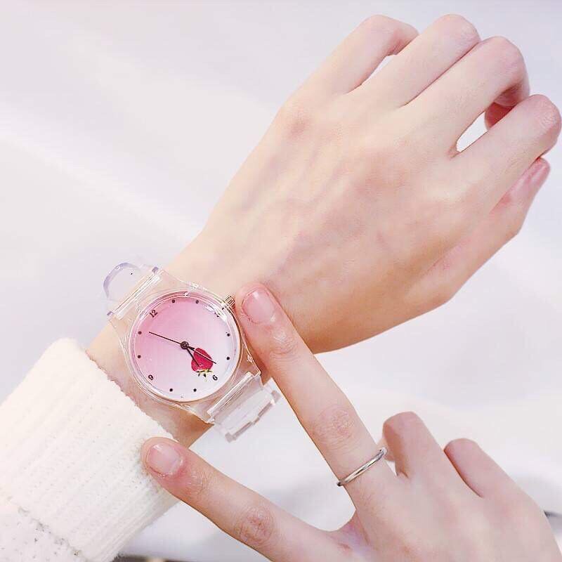 Đồng hồ thời trang nữ Unisex Bh1 dây nhựa trong siêu cá tính