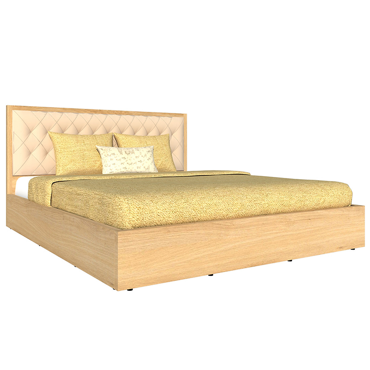 Giường ngủ cao cấp Tundo màu vàng sồi 180cm x 200cm