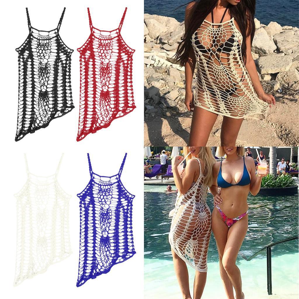 Women Summer Bathing Suit Lace Crochet Bikini Cover Up Hollow Out Beachwear