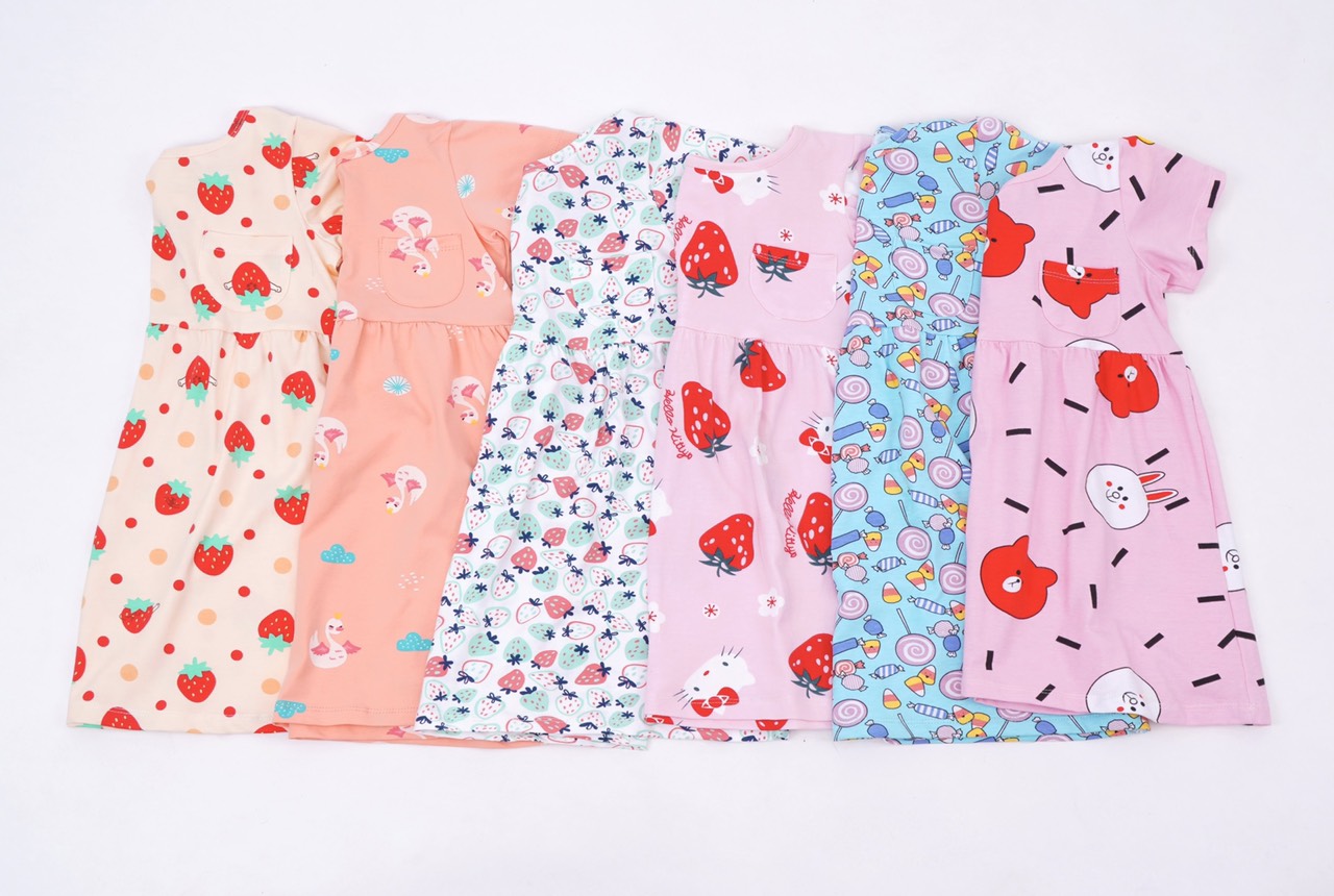 Váy cộc tay cotton bé gái 9m-5 tuổi