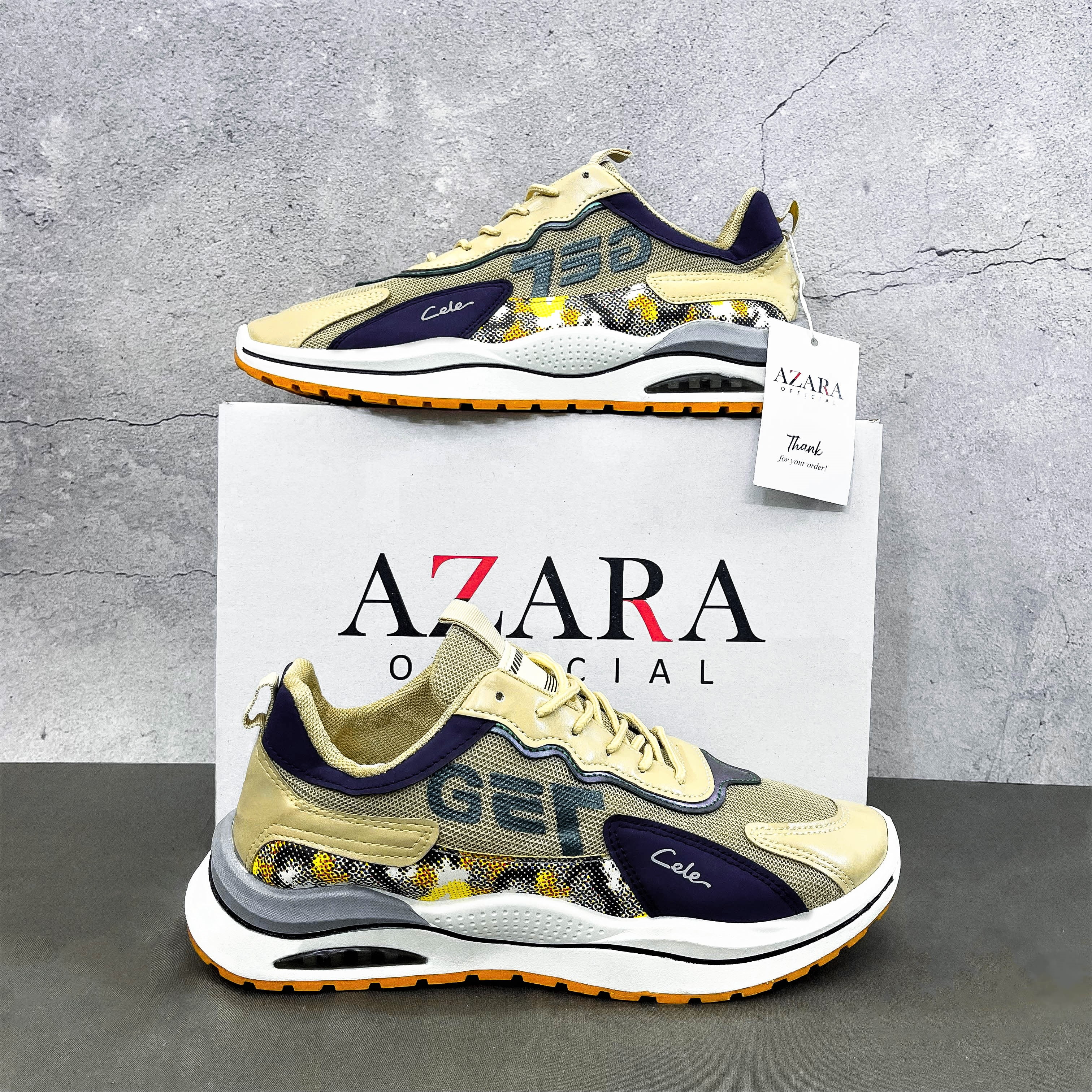 Giày Thể Thao Nam AZARA- Sneaker Màu Đen -  Xám - Kaki, Phong Cách Trẻ Trung Tự Tin Ra Ngoài - G5050