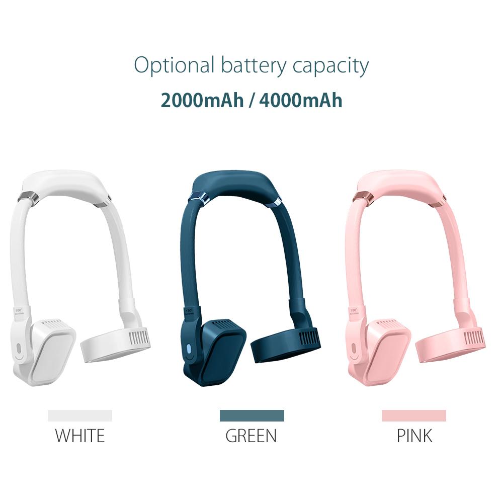 Quạt treo cổ di động, sạc USB, có 3 chế độ gió - tùy chọn dung lượng pin