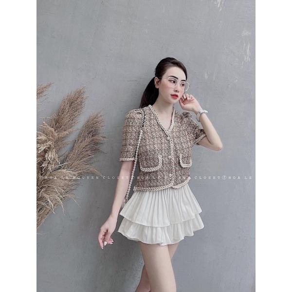 Áo Dạ Tweed Tay Cộc Viền Thừng, Áo Dạ Dáng Ngắn Siêu Xinh Có Ảnh Thật Kèm Video