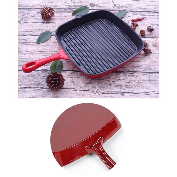 Chảo gang nướng bò bít têt, nướng BBQ tráng men cao cấp