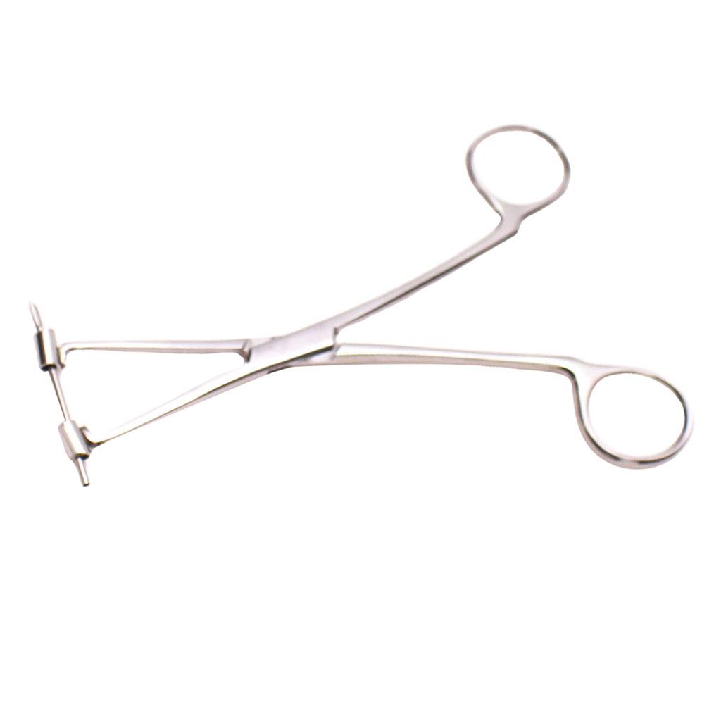 2pcs 6" Stainless Steel Slotted Triangle Forceps Body Piercing Septum Clamp