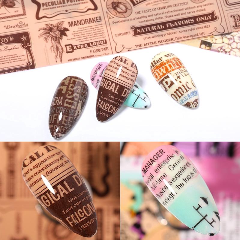 Sticker dán móng tay in chữ phong cách cổ điển