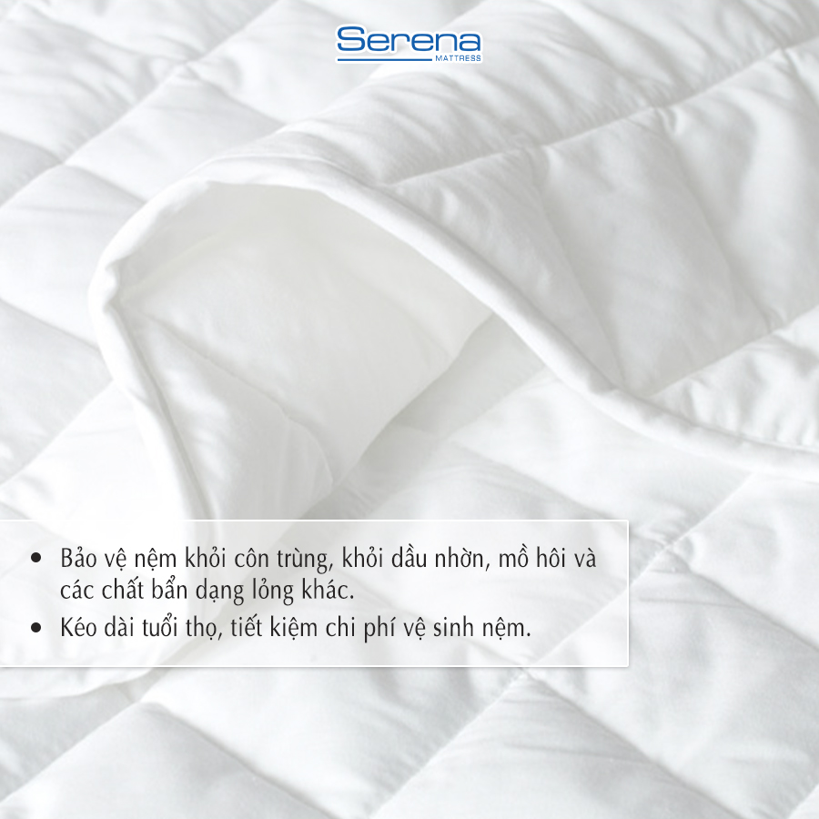 Tấm bảo vệ nệm chống thấm nước cotton SERENA cao cấp - tấm thảm miếng lót trải bảo vệ đệm nệm niệm giường ngủ nằm mỏng làm mát chống thấm đa năng