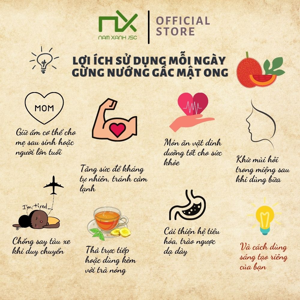 Gừng Nướng Gấc Mật Ong Nam Xanh 80g