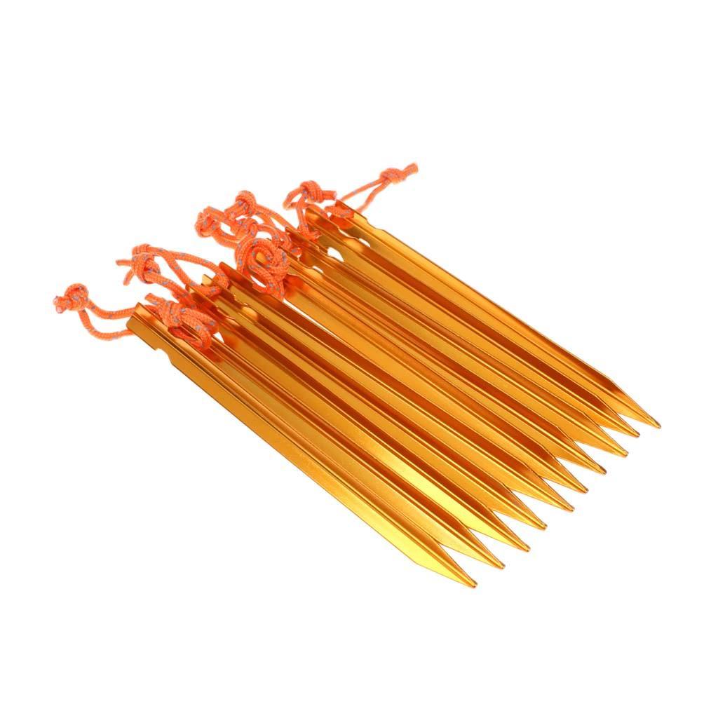 Pack of 10 Tent Stakes Peg Aluminum Alloy Camping Tent Nail with Storage Bag