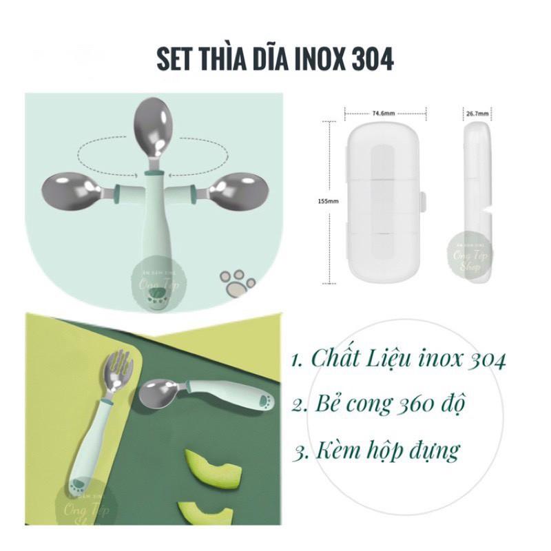 Bộ thìa dĩa  bẻ cong 360 độ chất liệu inox 304