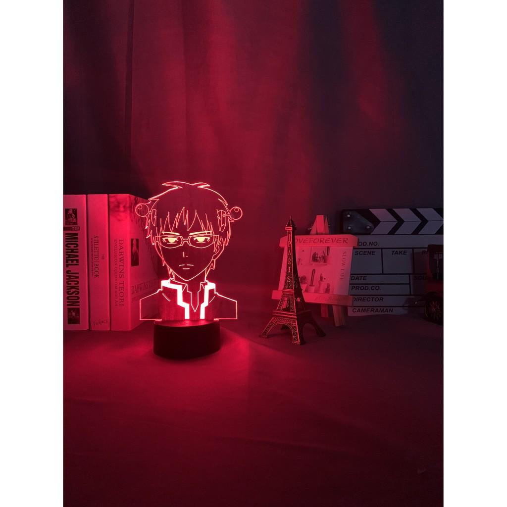 Đèn ngủ Led 3D Saiki Kusuo no Psi-nan Đèn Ngủ Trang Trí Phòng Ngủ Nhiều Màu Sắc Nightlight Anime