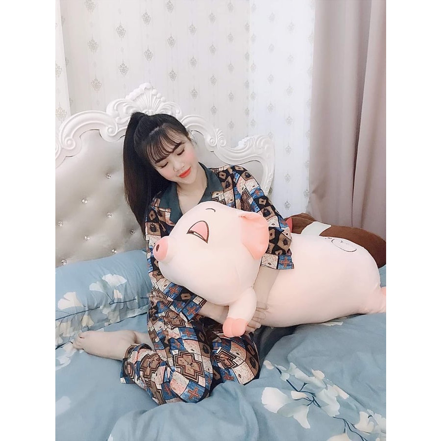 Gấu Bông Heo Lười Buồn Ngủ Mắt Híp - Size 1m1 màu hồng đáng yêu, ngộ nghĩnh